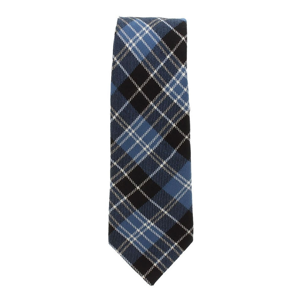 Clark Ancient Blue Tartan Tie 100% Wool Plaid Tie